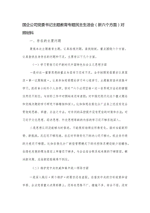 国企公司党委书记主题教育专题民主生活会（新六个方面）对照材料.docx