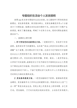 专题组织生活会个人发言提纲.docx
