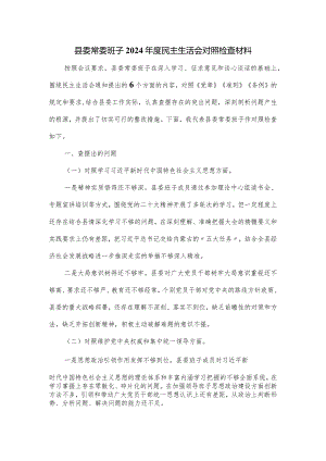 县委常委班子2024年度民主生活会对照检查材料.docx