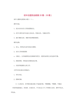 初中主题班会教案20篇范文30篇汇编.docx