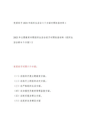 党委班子2024围绕在执行上级组织决定、严格组织生活、加强党员教育管理监督、联系服务群众等六个方面检视剖析检查材料2篇.docx
