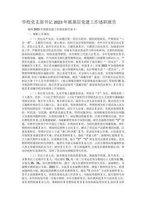 学校党支部书记2023年抓基层党建工作述职报告.docx