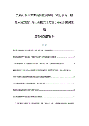 九篇汇编民主生活会重点围绕“践行宗旨、服务人民方面”等(新的六个方面)存在问题对照检查剖析发言材料.docx