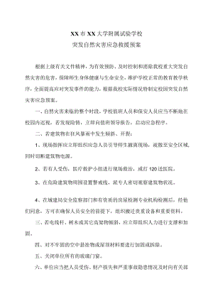 XX市XX大学附属试验学校突发自然灾害应急救援预案（2024年）.docx