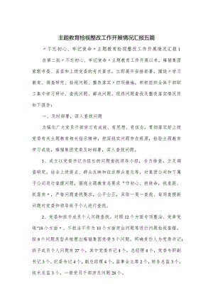 主题教育检视整改工作开展情况汇报五篇.docx