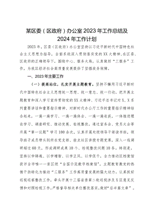 某区委（区政府）办公室2023年工作总结及2024年工作计划.docx