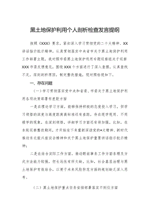 黑土地保护利用民主生活会发言提纲.docx