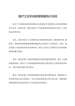医疗卫生机构规章制度执行总结.docx