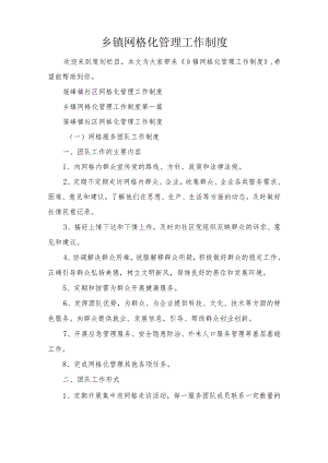 乡镇网格化管理工作制度.docx