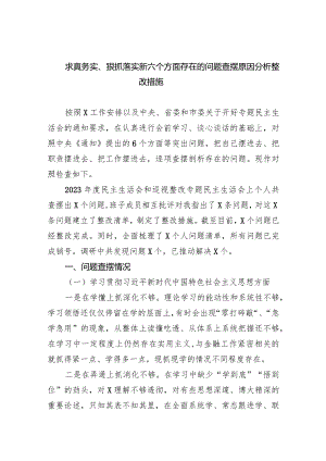 求真务实、狠抓落实新六个方面存在的问题查摆原因分析整改措施（共五篇）.docx