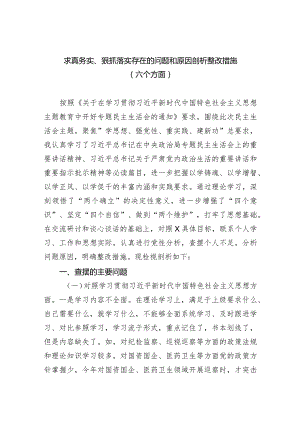 求真务实、狠抓落实存在的问题和原因剖析整改措施（六个方面）精选(五篇).docx