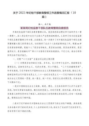关于2023年纪检干部教育整顿工作进展情况汇报（10篇）.docx