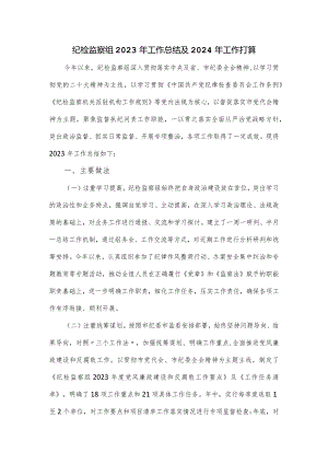 纪检监察组2023年工作总结及2024年工作打算.docx