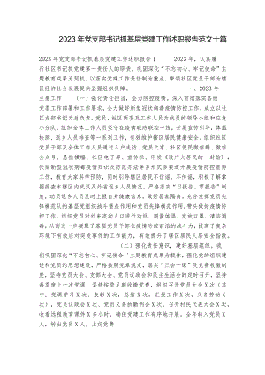 2023年党支部书记抓基层党建工作述职报告范文十篇.docx
