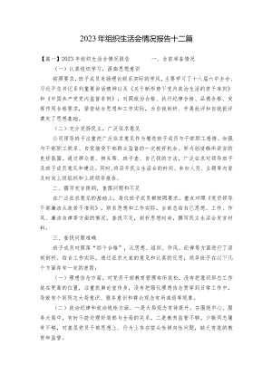 2023年组织生活会情况报告十二篇.docx