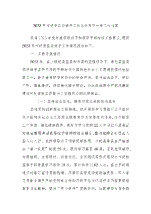 2023年市纪委监委班子工作总结及下一步工作打算.docx