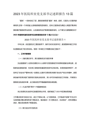 2023年医院科室党支部书记述职报告13篇.docx