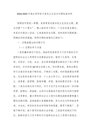 2023-2024年国企领导班子度民主生活会对照检查材料.docx