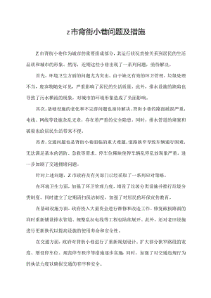 z市背街小巷问题及措施.docx