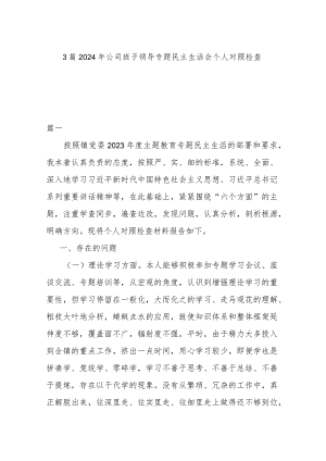 3篇2024年公司班子领导专题民主生活会个人对照检查.docx