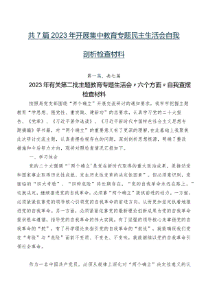 共7篇2023年开展集中教育专题民主生活会自我剖析检查材料.docx