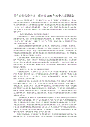 国有企业党委书记、董事长2023年度个人述职报告.docx