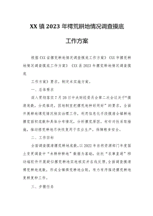 XX镇2023年撂荒耕地情况调查摸底工作方案.docx