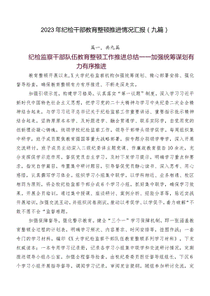 2023年纪检干部教育整顿推进情况汇报（九篇）.docx