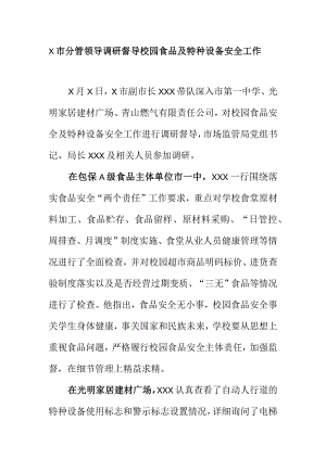 X市分管领导调研督导校园食品及特种设备安全工作.docx