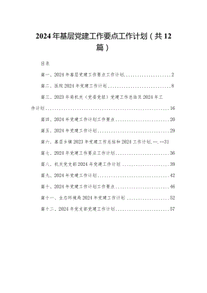2024年基层党建工作要点工作计划12篇（精编版）.docx