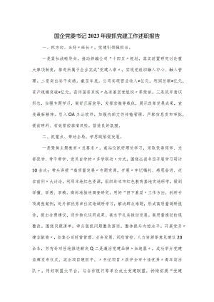 国企党委书记2023年度抓党建工作述职报告.docx