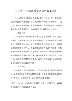 关于进一步加强质量强县建设的意见.docx