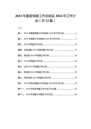 2023年基层党建工作总结及2024年工作计划12篇供参考.docx