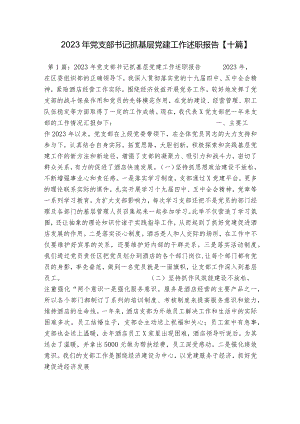 2023年党支部书记抓基层党建工作述职报告【十篇】.docx