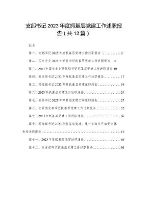 支部书记2023年度抓基层党建工作述职报告12篇（精编版）.docx