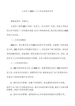 公司员工2023个人工作总结报告参考.docx