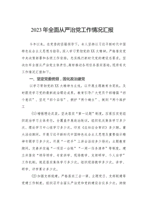 2023年全面从严治党工作情况汇报.docx