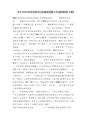 关于2023年党支部书记抓基层党建工作述职报告【十篇】.docx