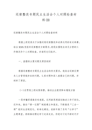 巡察整改专题民主生活会个人对照检查材料（3）.docx