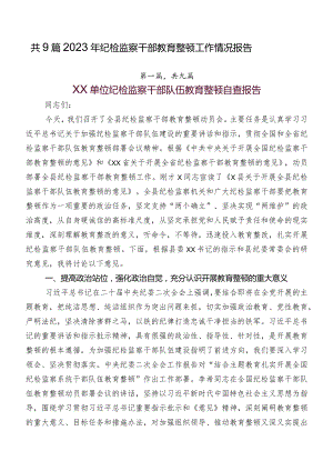 共9篇2023年纪检监察干部教育整顿工作情况报告.docx