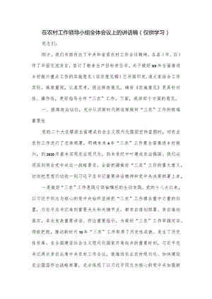 在农村工作领导小组全体会议上的讲话稿.docx