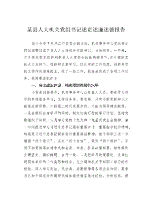 某县人大机关党组书记述责述廉述德报告.docx