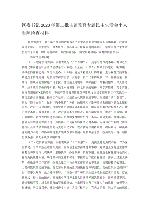 区委书记2023年第二批主题教育专题民主生活会个人对照检查材料.docx