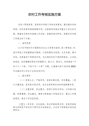 农村工作考核实施方案.docx