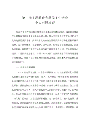 党员干部第二批主题教育专题民主生活会个人对照检查材料.docx