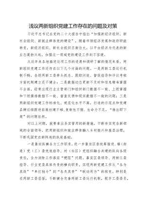 问题信息类+浅议两新组织党建工作存在的问题及对策.docx
