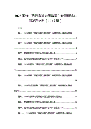 （12篇）围绕“践行宗旨为民造福”专题研讨心得发言材料范文精选.docx