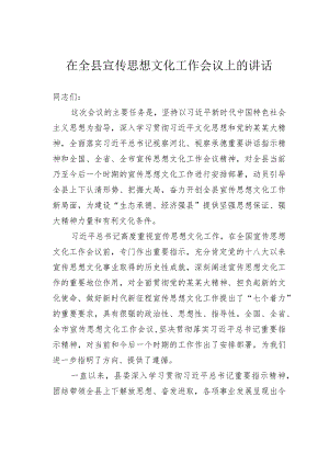 在全县宣传思想文化工作会议上的讲话.docx
