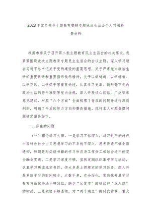 2023年党员领导干部教育整顿专题民主生活会个人对照检查材料.docx
