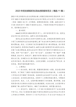 2023年党支部组织生活会述职报告范文(精选11篇).docx
